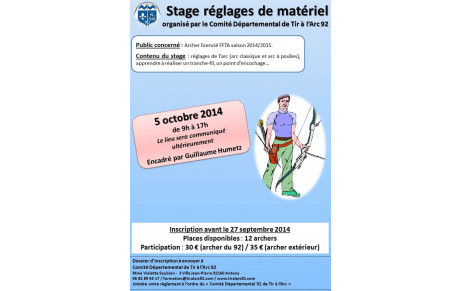 STAGE REGLAGES DE MATERIEL - 5 OCTOBRE